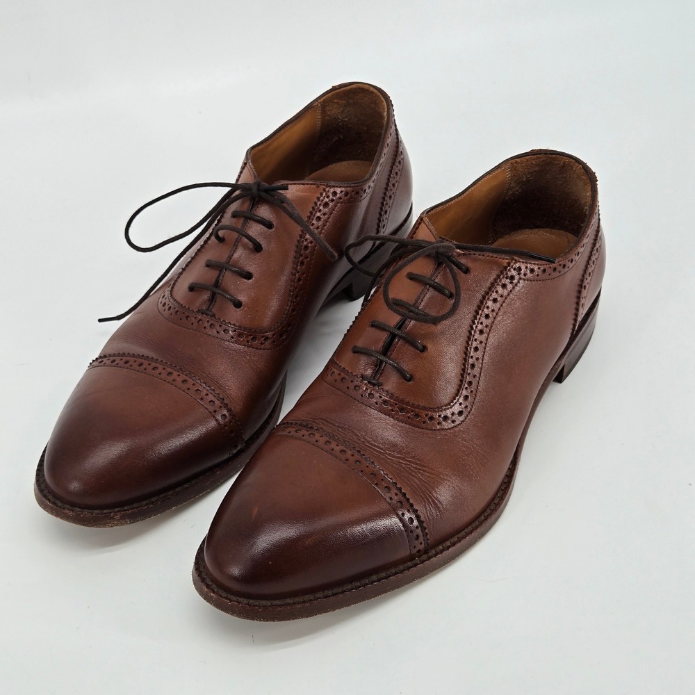 Beckett Simonon Hoyt Oxford Brogue‎ Dress Shoes Tan Brown Leather Mens 10.5
